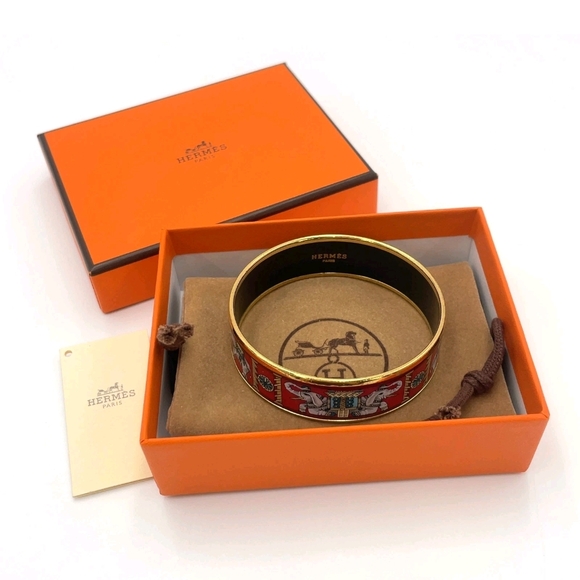 Authentic Hermès Enameled Elephant Bangle W/ Box And Dust Bag - Picture 1 of 10